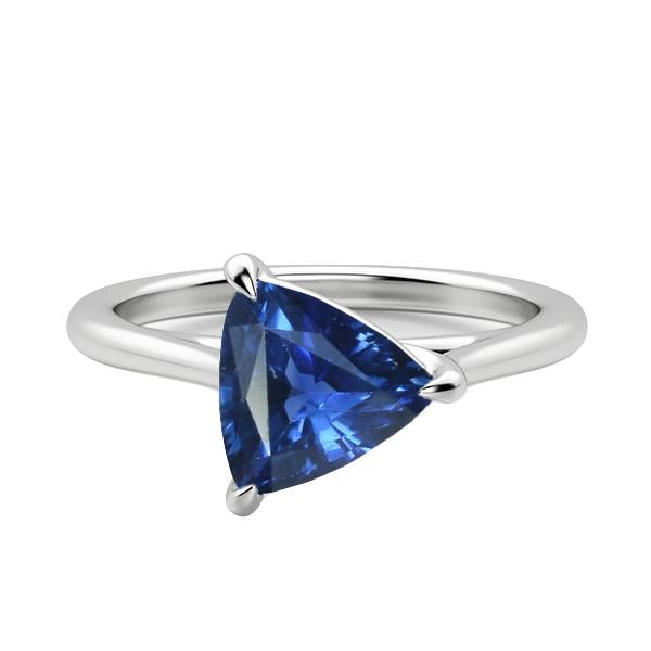 Gold Solitaire Ring Trillion natürlicher blauer Saphir 1,50 Karat - harrychadent.ch