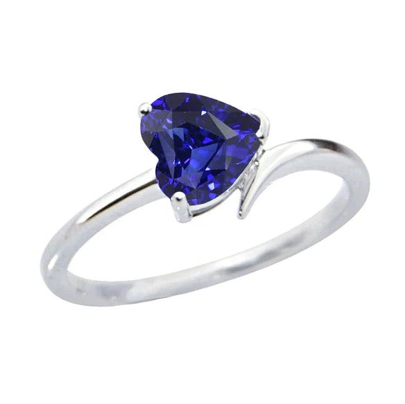 Gold-Solitär-Herz-natürlicher blauer Saphir-Ring 1,50 Karat