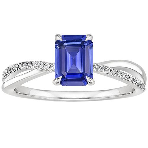 Goldblauer Saphir & Diamantring mit Akzenten Twisted Shank 4 Karat - harrychadent.ch