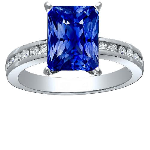 Goldener Jubiläumsring mit blauem Saphir, 4 Karat, Diamanten in Kanalfassung - harrychadent.ch