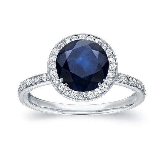 Großer Sri Lanka Saphir & Diamanten Ehering mit kleinen Diamanten 3 Ct - harrychadent.ch