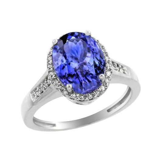 Großer Tansanit mit kleinen Diamanten 5,75 Karat Ring Weißgold 14K - harrychadent.ch