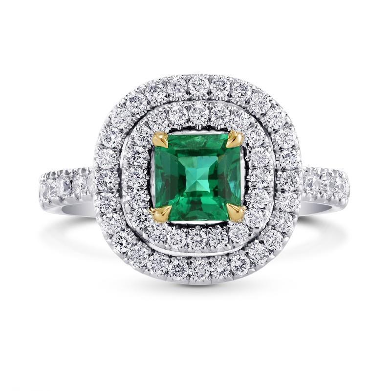 Grüner Smaragd-Diamant-Verlobungsring Zweifarbig 3.70 Karat