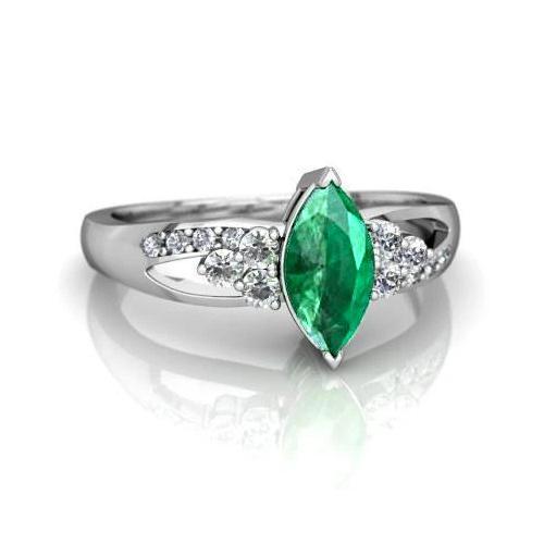 Grüner Smaragd mit Diamanten 2.75 ct. Verlobungsring Weißgold 14K