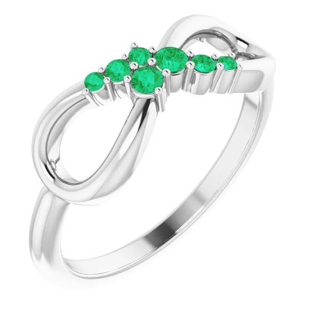 Grüner Smaragd Ring Infinity Style 1 Karat Weißgold 14K Schmuck - harrychadent.ch