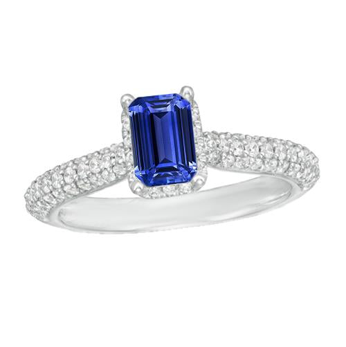 Halo Blauer Saphir-Ehering für Damen & Diamantakzente 3,50 Karat - harrychadent.ch