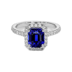 Halo Blue Saphir Diamantring mit Akzenten 10,25 Karat