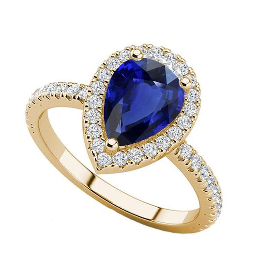 Halo Blue Sapphire Stone Ring & runde Diamanten 4,50 Karat - harrychadent.ch