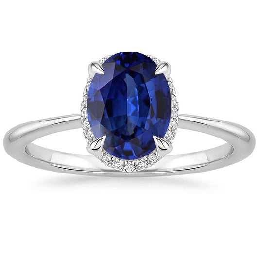 Halo Ceylon Saphir Ring Oval Cut 3,50 Karat Krappenfassung - harrychadent.ch