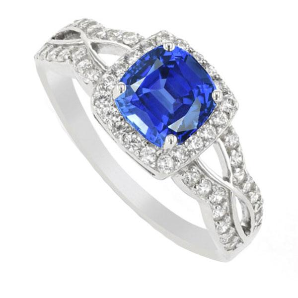 Halo Cushion Ceylon Saphir Ring 4 Karat Infinity Style Diamanten - harrychadent.ch