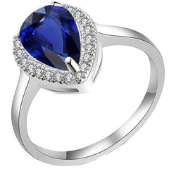 Halo Deep Blue Saphir Ring Weißgold & Diamanten 3,50 Karat
