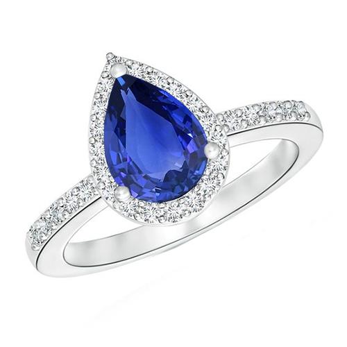 Halo Diamant Blue Saphir Teardrop Style Ring mit Akzenten 5,50 Karat - harrychadent.ch