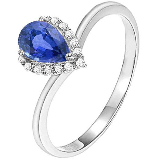 Halo Diamant Edelstein Schmuck Birne Ceylon Saphir Ring 2,50 Karat - harrychadent.ch