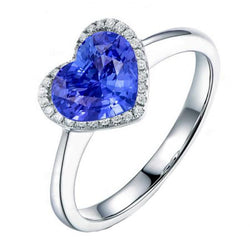 Halo Diamant Heart Shaped Sri Lanka Saphir Ring 3,50 Karat