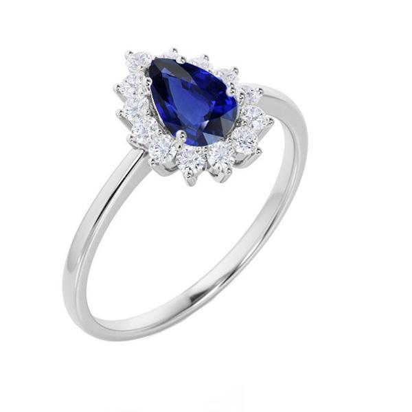Halo Diamant Ring Star Style Birne Sri Lanka Saphir 2,25 Karat - harrychadent.ch