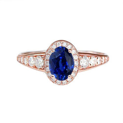 Halo Diamant Saphir Jubiläumsring Ovalschliff Sri Lanka 3,50 Karat