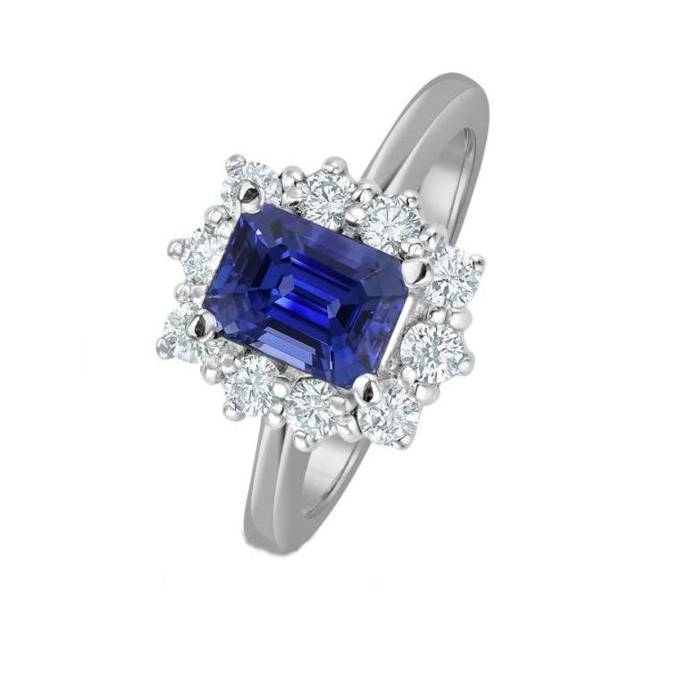 Halo Diamant Smaragd Ceylon Saphir Verlobungsring 8.20 Karat - harrychadent.ch