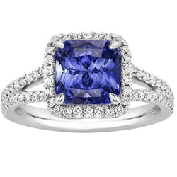 Halo Diamant Srilankan Saphir Verlobungsring Split Shank 4 Karat