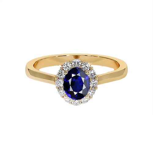 Halo-Diamantring für Damen Natürlicher Oval Blauer Saphir 7.50 Karat - harrychadent.ch