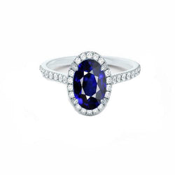 Halo Diamantring mit Akzenten Oval srilankischer Saphir 7,50 Karat