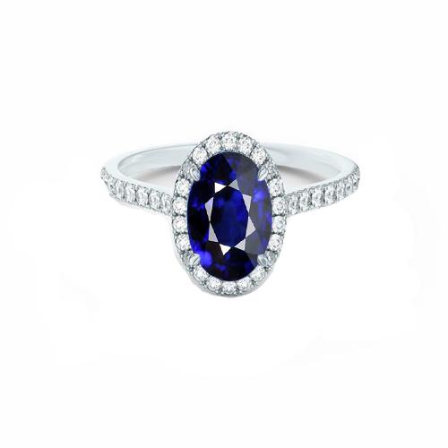 Halo Diamantring mit Akzenten Oval srilankischer Saphir 7,50 Karat - harrychadent.ch