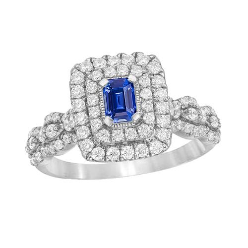 Halo Diamantring Vintage-Stil Smaragdblauer Saphir Schmuck 3 Karat - harrychadent.ch