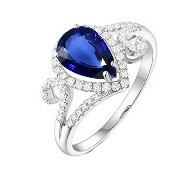 Halo Edelstein Blauer Saphir Ring & Diamanten 3.50 Karat Damen Schmuck - harrychadent.ch