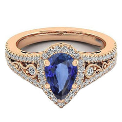 Halo Edelstein Ehering Birne Sri Lanka Saphir & Diamant 5 Karat