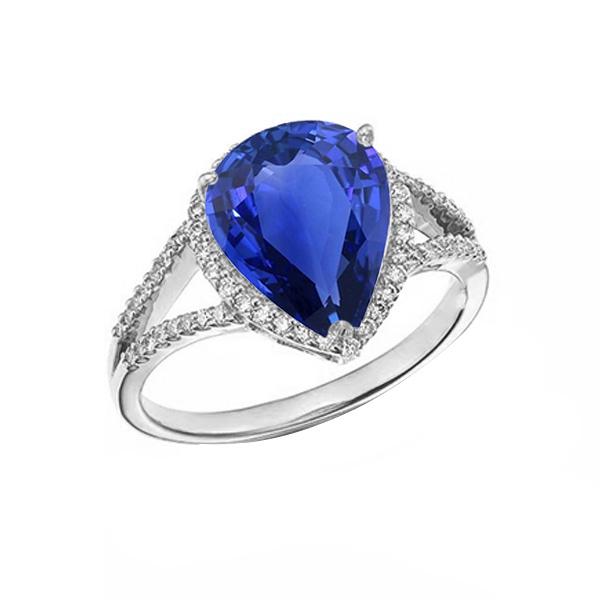 Halo Edelstein Ring Blauer Saphir & Diamanten 3.50 Karat Damenschmuck - harrychadent.ch