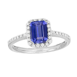 Halo Ehering Smaragdblauer Saphir & runde Diamanten 3,50 Karat