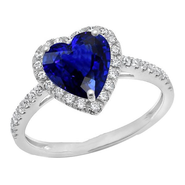 Halo Heart Deep Blue Saphir Ring mit Diamantakzenten 3,50 Karat - harrychadent.ch