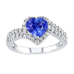 Halo Heart Hellblauer Saphirring Doppelschaft Diamanten 4 Karat