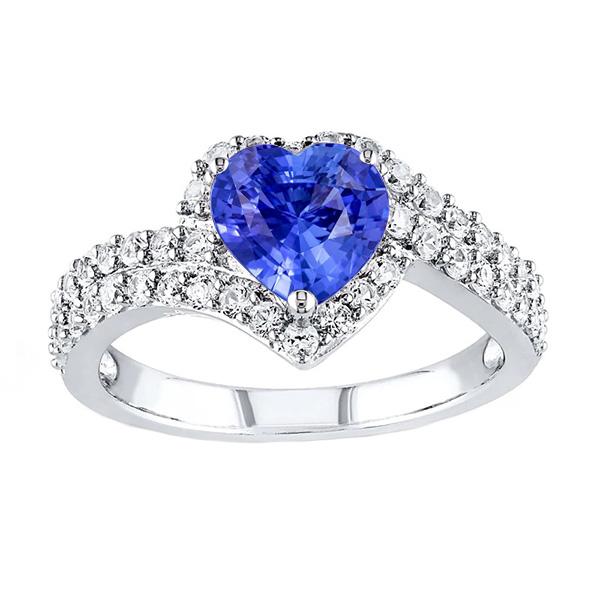 Halo Heart Hellblauer Saphirring Doppelschaft Diamanten 4 Karat - harrychadent.ch