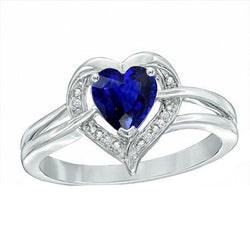 Halo Heart Style Sri Lanka Saphirring 1,50 Karat Diamanten