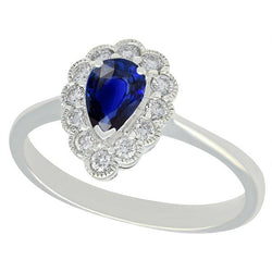 Halo Jubiläumsring Antik-Stil Blauer Saphir Edelstein 3,50 Karat