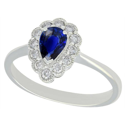 Halo Jubiläumsring Antik-Stil Blauer Saphir Edelstein 3,50 Karat - harrychadent.ch