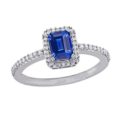 Halo Jubiläumsring Smaragd Saphir 3 Karat & Diamant mit Akzent