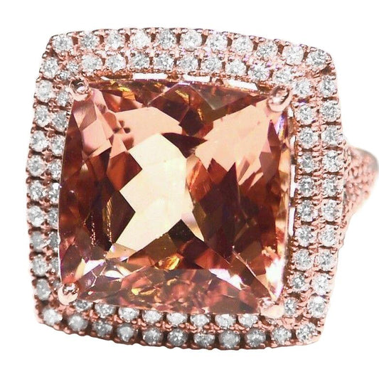 Halo Morganit 12,75 Karat Trauring Krappenset Roségold 14K - harrychadent.ch