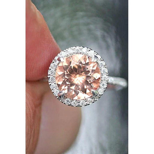 Halo Morganit und Diamanten 15,50 Karat Ring Weißgold 14K - harrychadent.ch