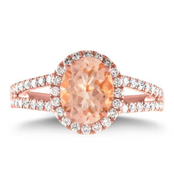 Halo Morganit und Diamanten 21 Karat Ring Roségold 14K