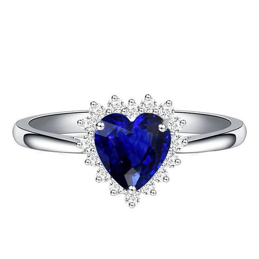 Halo Natural Blue Saphir Ring Star Style Diamanten 2,50 Karat - harrychadent.ch