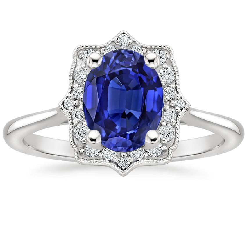 Halo Oval Blue Saphir Ehering 3.50 Karat Damen Diamantschmuck - harrychadent.ch