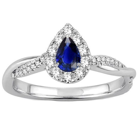 Halo Pear Blue Saphir Ring Twist Style Runde Diamanten 3,50 Karat - harrychadent.ch