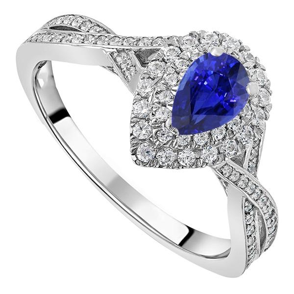Halo Pear Saphir Ring Sri Lanka Twisted Style 4,50 Karat - harrychadent.ch