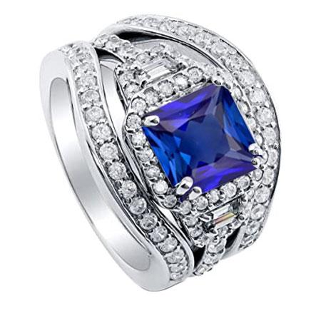 Halo Radiant Sapphire Diamant Verlobungsring mit Jacke 4,50 Karat - harrychadent.ch