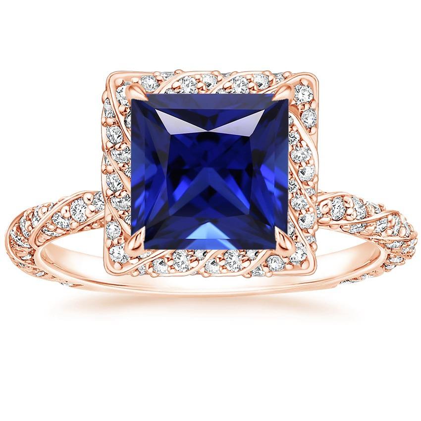 Halo-Ring aus Roségold Prinzessin Sri Lanka Saphir und Diamant 6 Karat - harrychadent.ch