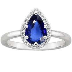 Halo Ring Birne Sri Lanka Saphir & Diamanten 3 Karat