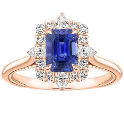 Halo Ring Flower Style Sri Lanka Saphir & Diamant 4,25 Karat