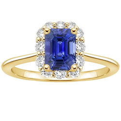 Halo Ring Gelbgold 14K Ceylon Saphir & Diamant 4,25 Karat