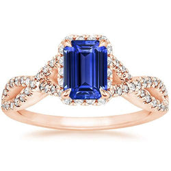 Halo Ring Infinity Style Smaragdblauer Saphir & Diamant 4,50 Karat